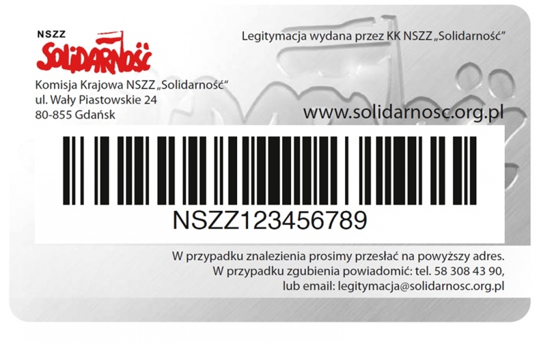 Elektroniczna Legitymacja CzÃÂonkowska NSZZ Ã¢ÂÂSolidarnoÃÂÃÂÃ¢ÂÂ oraz partnerski program rabatowy