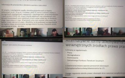Nowe zadania i uprawnienia organizacji związkowych w dobie epidemii-praktyczne zastosowanie przepisów tzw. tarczy antykryzysowej oraz Kodeksu pracy i Ustawy o związkach zawodowych. Tematem szkolenia online dla Przewodniczących Organizacji Zakładowych sektora finansowego NSZZ „Solidarność”.