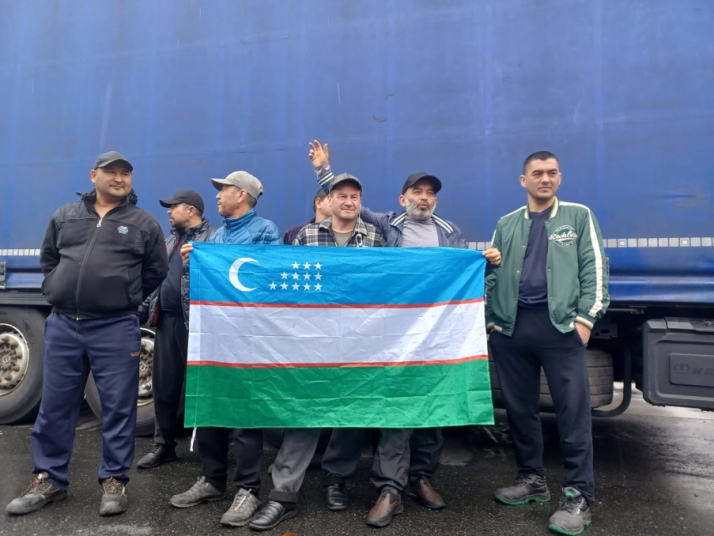 Strajk kierowców z Gruzji i Uzbekistanu pod Frankfurtem