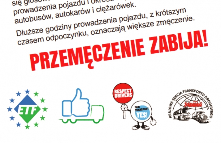 Solidarność apeluje o wsparcie prawa kierowców zawodowych do godnego wypoczynku