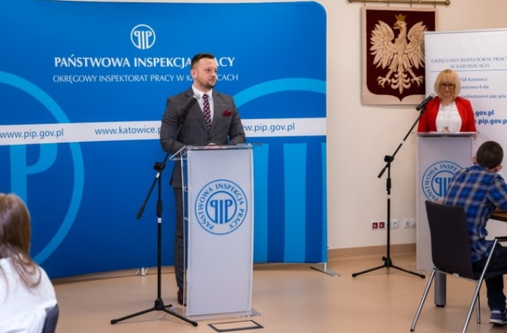Piotr Kalbron, okręgowy inspektor pracy w Katowicach podczas ubiegłorocznego finału konkursu