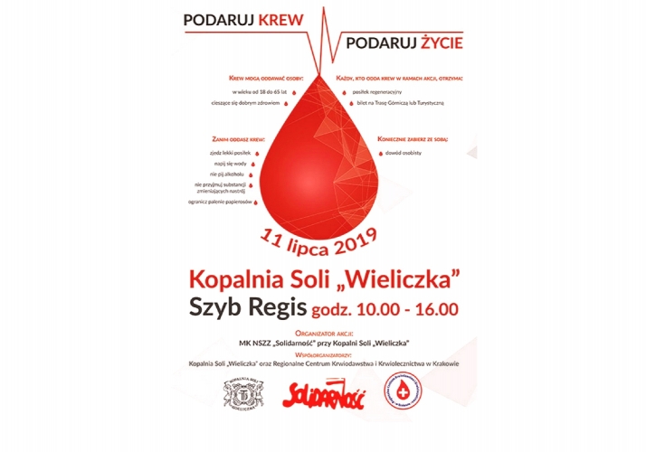 Zapraszamy na Akcję &quot;Podaruj krew, podaruj życie&quot; do Kopalni Soli Wieliczka