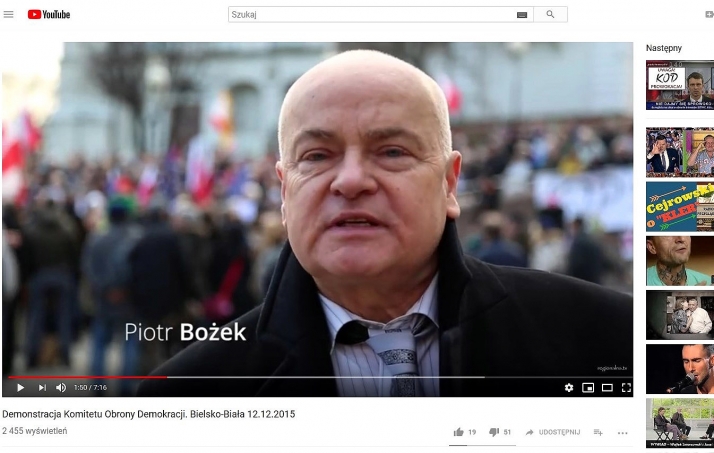 Piotr Bożek, jeden z aktywistów KOD w Bielsku-Białej, to TW „Marek”
