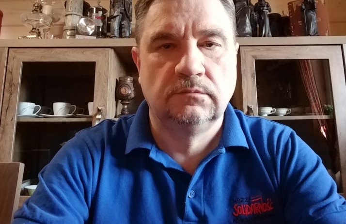 Szef "Solidarności" Piotr Duda w trakcie wideo konferencji z rządem w ramach konsultacji społecznych "Tarczy antykryzysowej"