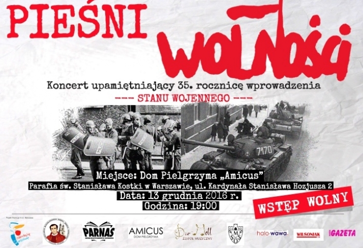 &quot;Pieśni Wolności&quot; - koncert upamiętniający 35. rocznicę wprowadzenia Stanu Wojennego