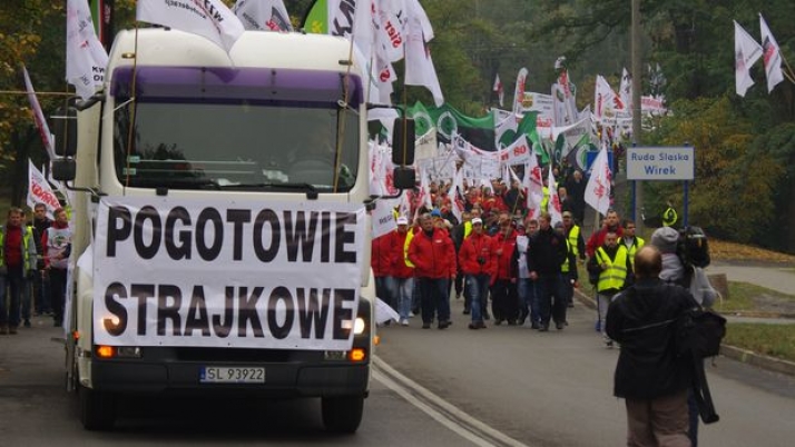 Górnicza manifestacja w Rudzie Śląskiej