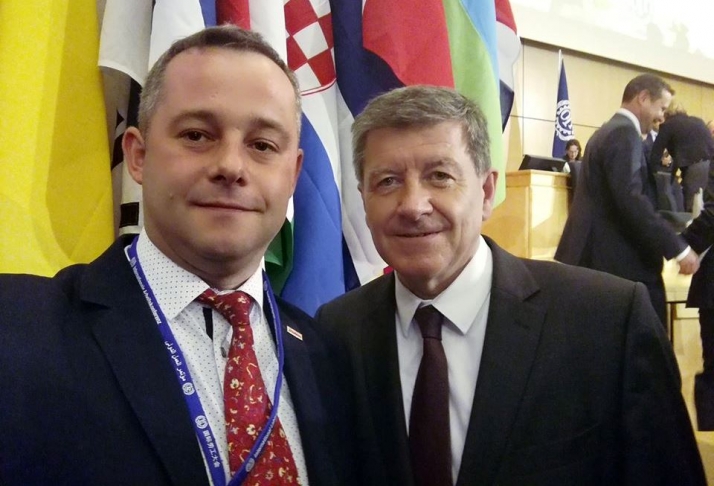 Adam Gliksman, wiceprzewodniczący Małopolskiej &quot;Solidarności&quot;  i Guy Ryder, Dyrektor Generalny MOP.