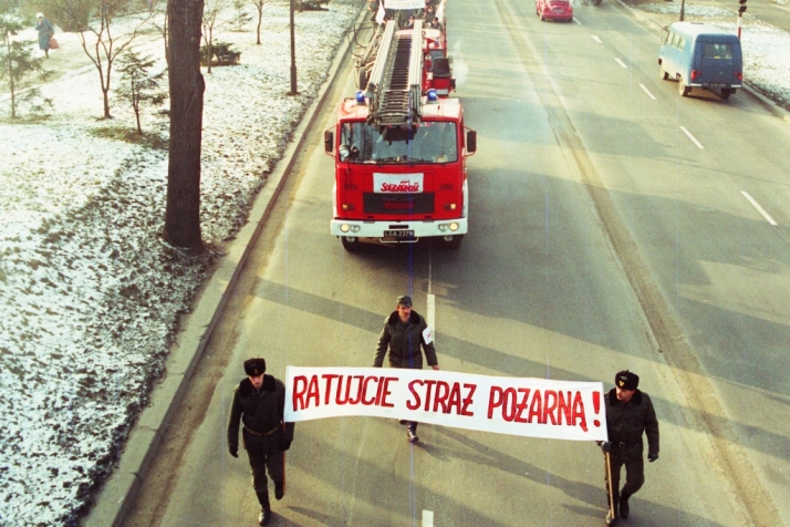 Protest strażaków grudzień 1991 r.