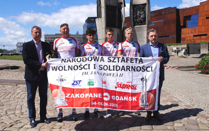 Piotr Duda powitał w Gdańsku Narodową Sztafetę Wolności i Solidarności im. Jana Pawła II