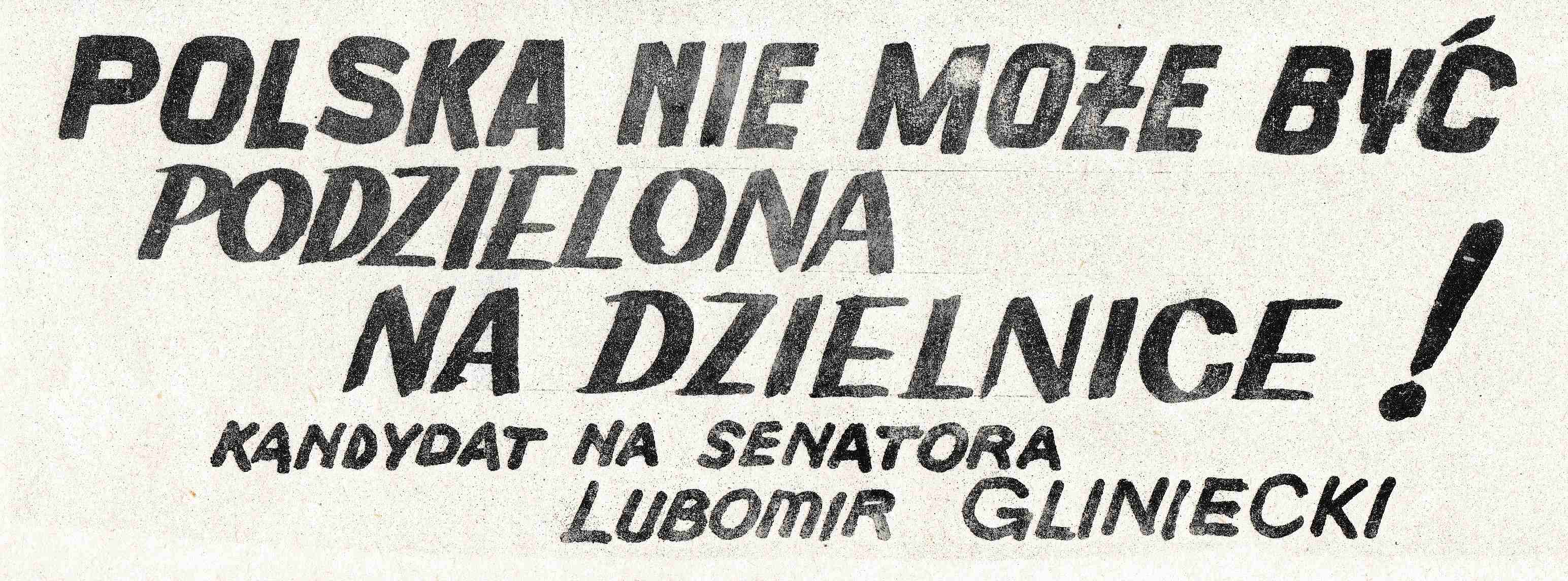 LBP 60 - Polska nie może być podzielona... [Lubomir Gliniecki]
