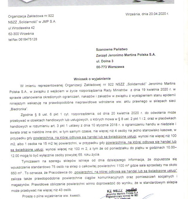 Czy w sklepach „Biedronka” zawyża się ilość klientów mogących  przebywać jednocześnie w sklepie?