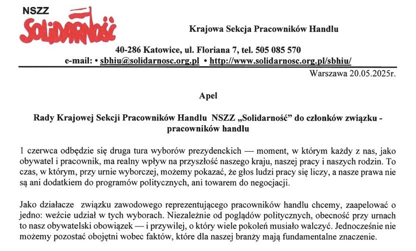 Apel w sprawie wyborów prezydenckich