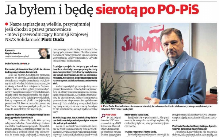 Duda w Dzienniku Bałtyckim: Z powodu 2000 zł płacy minimalnej nie będę protestował