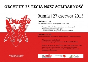 35-lecie „Solidarności” – uroczystości w Rumi i spływ kajakowy w Chojnicach