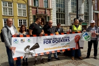 Międzynarodowy protest dokerów w Gdańsku lipiec 2016