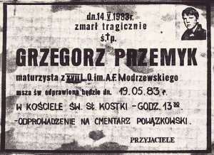 Porażka wymiaru sprawiedliwości. 32 rocznica śmierci Grzegorza Przemyka.